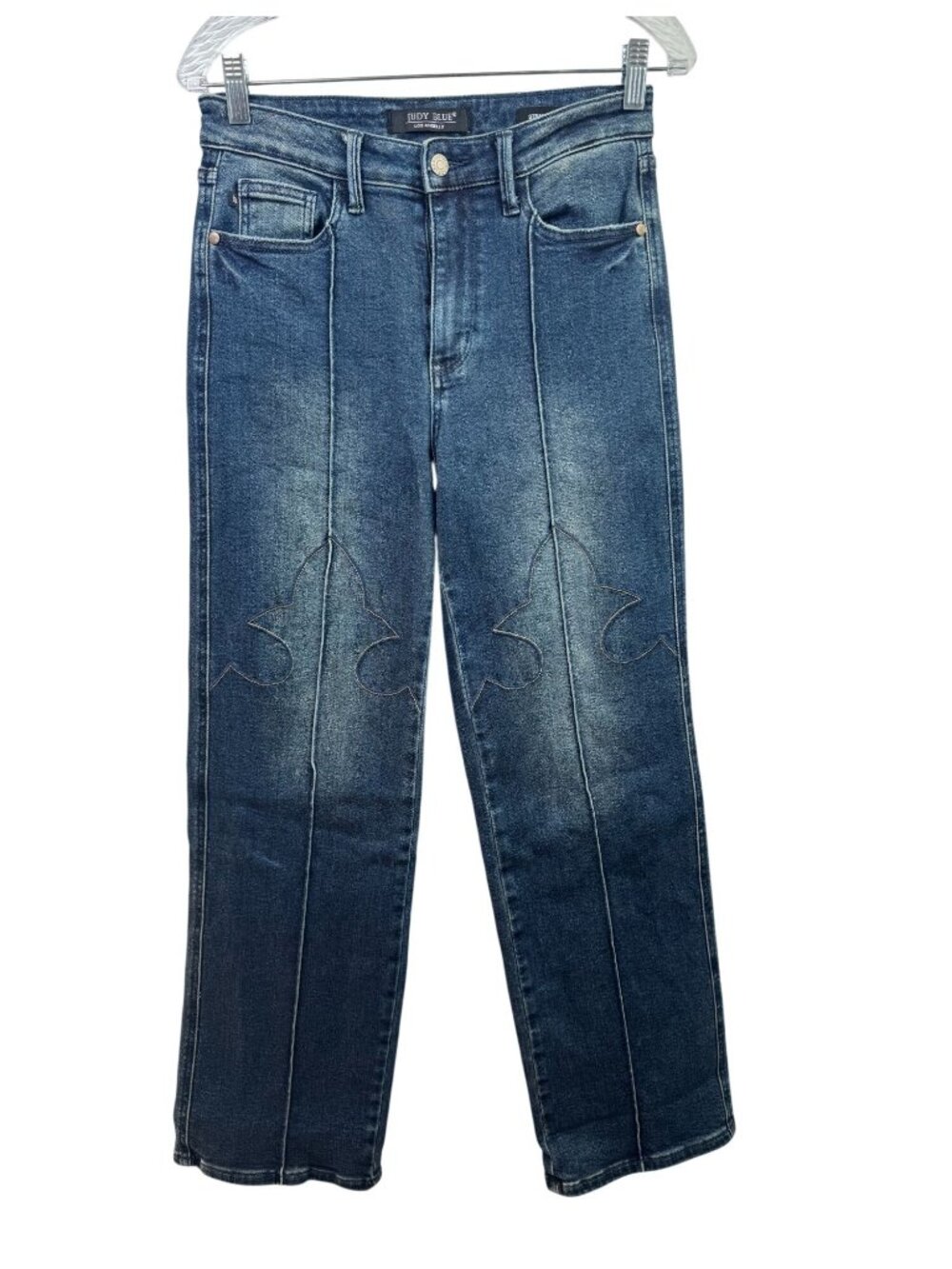 Judy Blue Womens Straight Fit Denim Jeans Size 7/28 Western Strtech Dark Wash